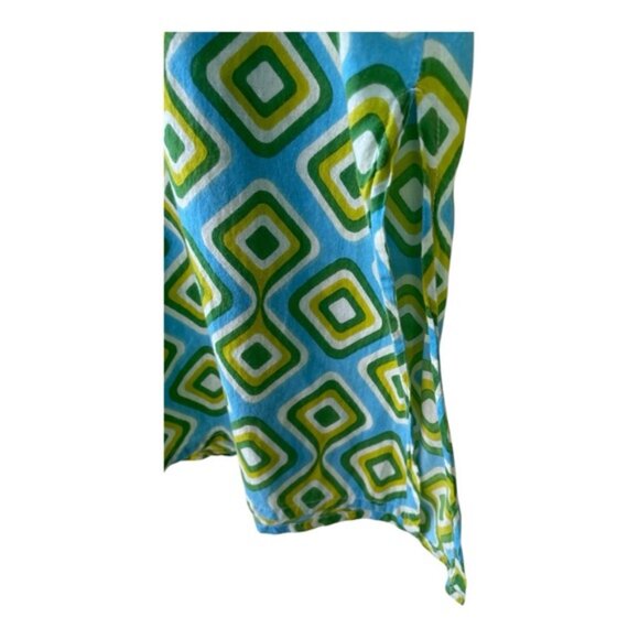 Blue Opihi Tunic Geometric Blue Green Lightweight Cotton Top Sz 2X - Picture 7 of 8